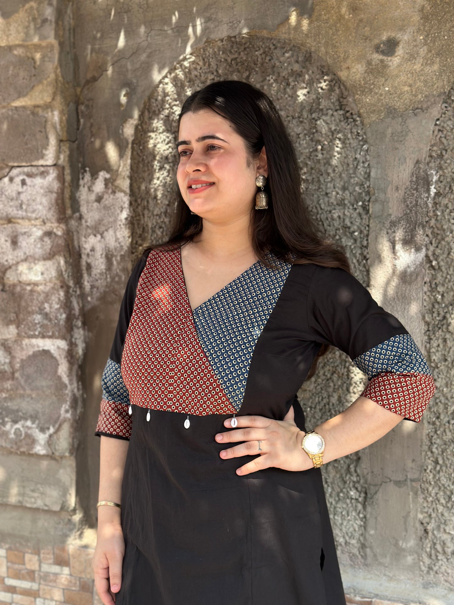 COMFORTABLE BLACK COTTON KURTI- PERFECT FOR DAILY WEAR