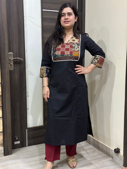Meher premium cotton Kurta & Pant Black