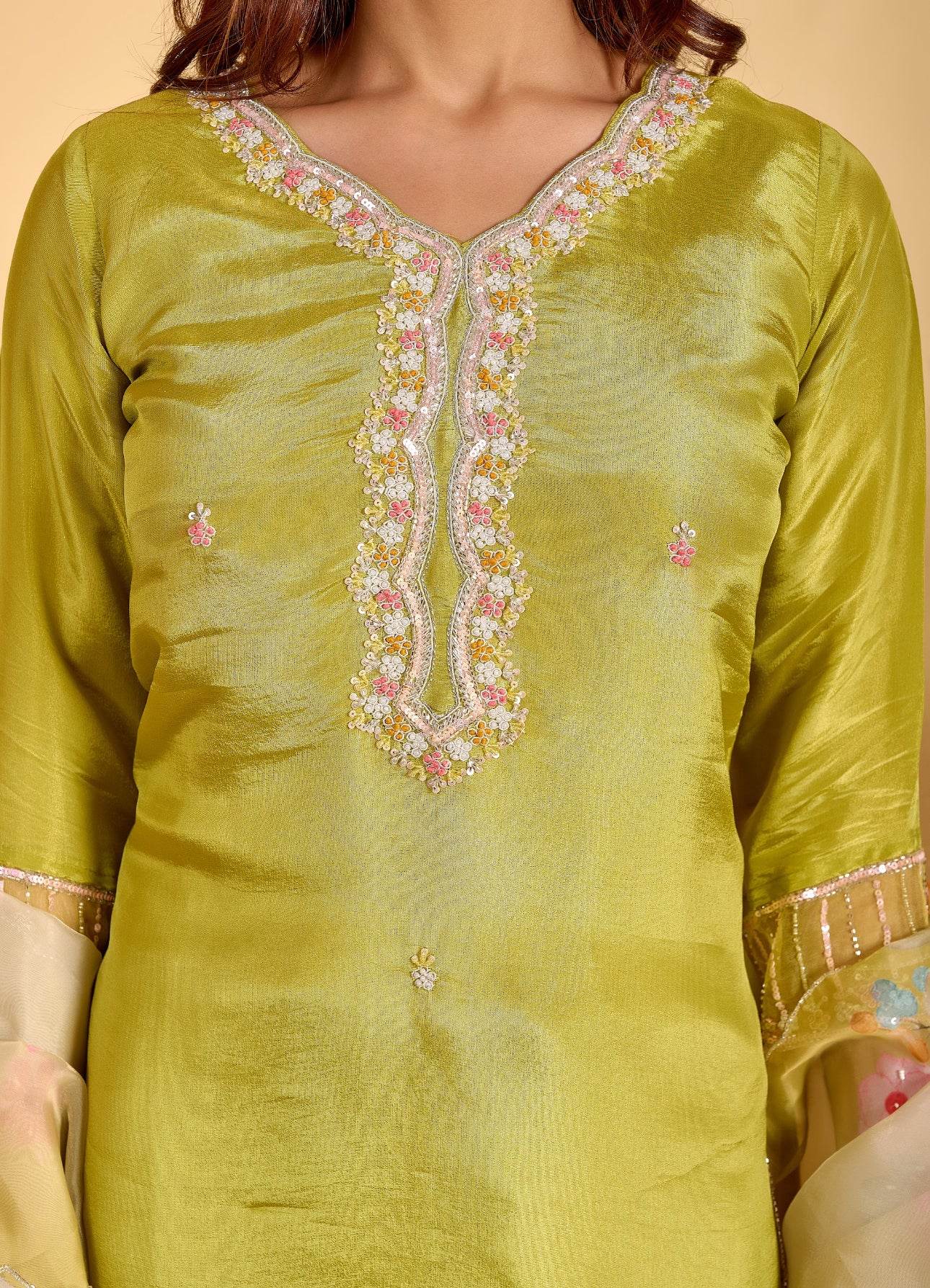 Modal Shimmer Silk Suit - Vijay Laxmi