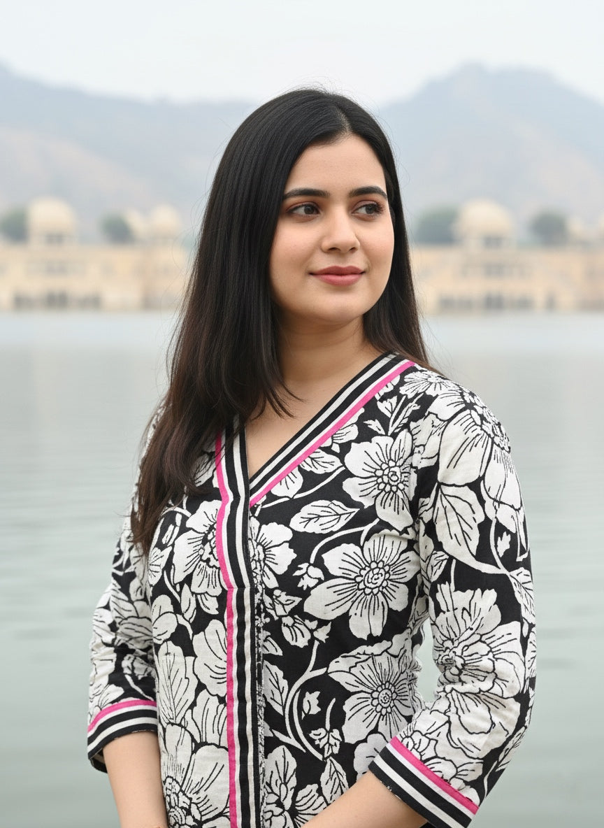 Airy Cotton Kurti for women black