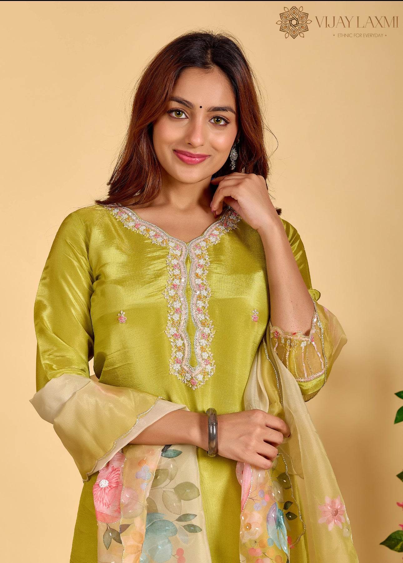 Modal Shimmer Silk Suit - Vijay Laxmi