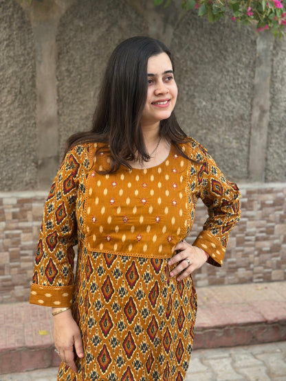 Breathable & Stylish Ikkat Cotton Kurti