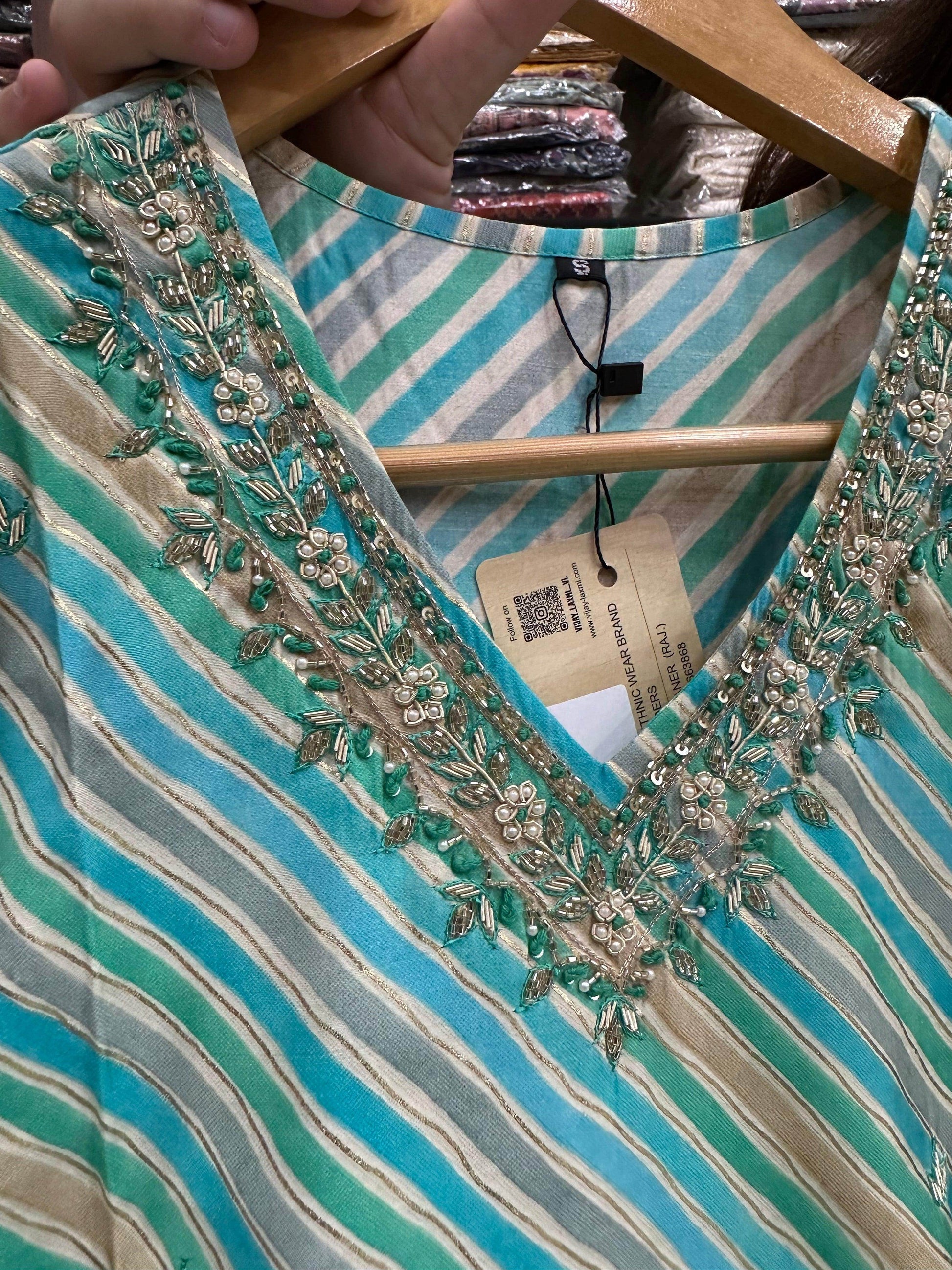 Muslin Silk lehariya Suit Set - Vijay Laxmi