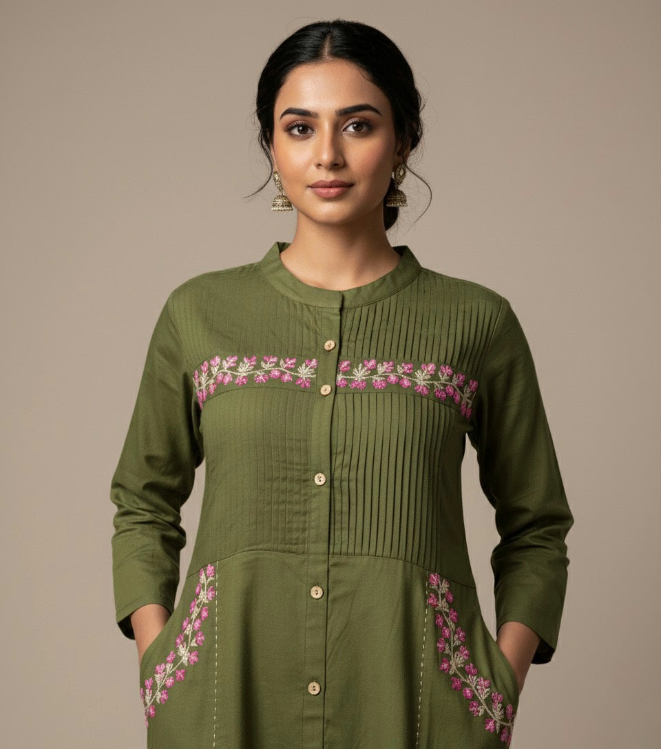 Amayra Cotton Flex Green kurta Set