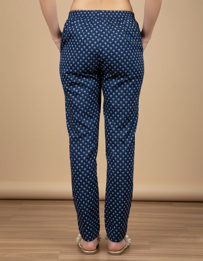 Breathable Blue Print Cotton Pants