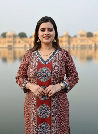 Airy Cotton Kurti for women ajrakh