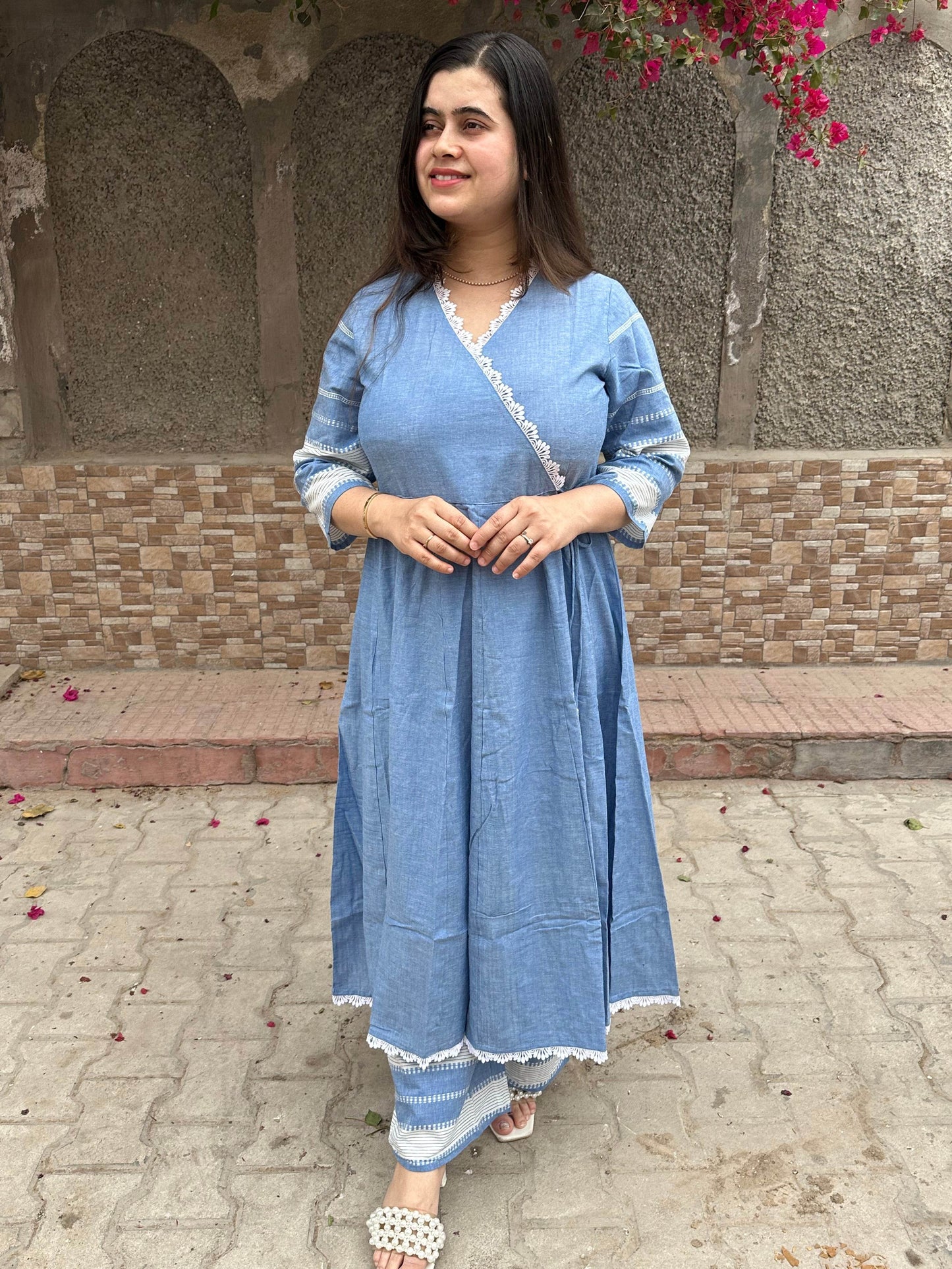 Denim Cotton Anarkali Suit For Women - Vijay Laxmi