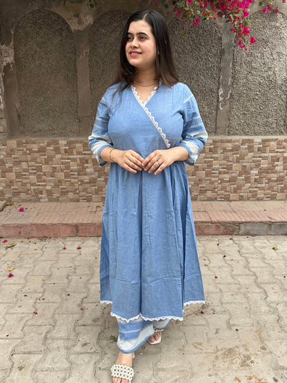 Denim Cotton Anarkali Suit For Women - Vijay Laxmi