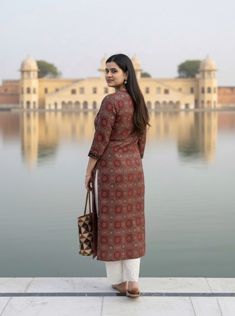 Airy cotton kurti for women ajrakh