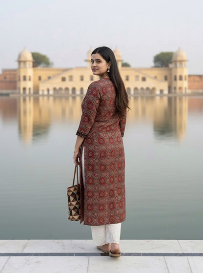 Airy cotton kurti for women ajrakh