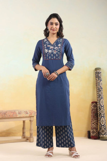 Ajrakh Printed Cotton Suit For Women - Vijay Laxmi