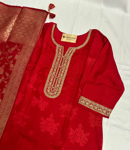 Plus size Banarasi silk suit - Vijay Laxmi