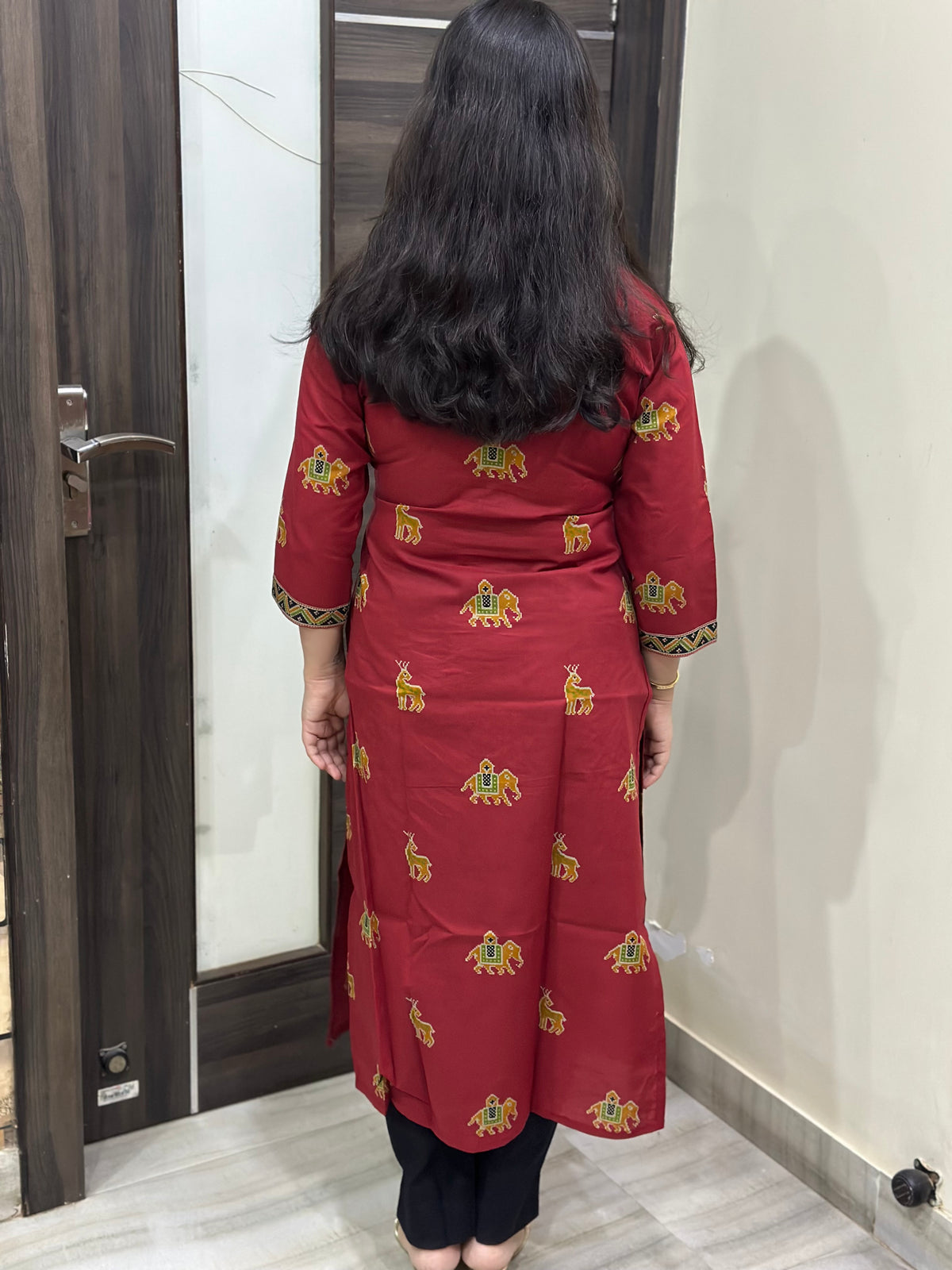 Madhubani Cotton kurta set for women red