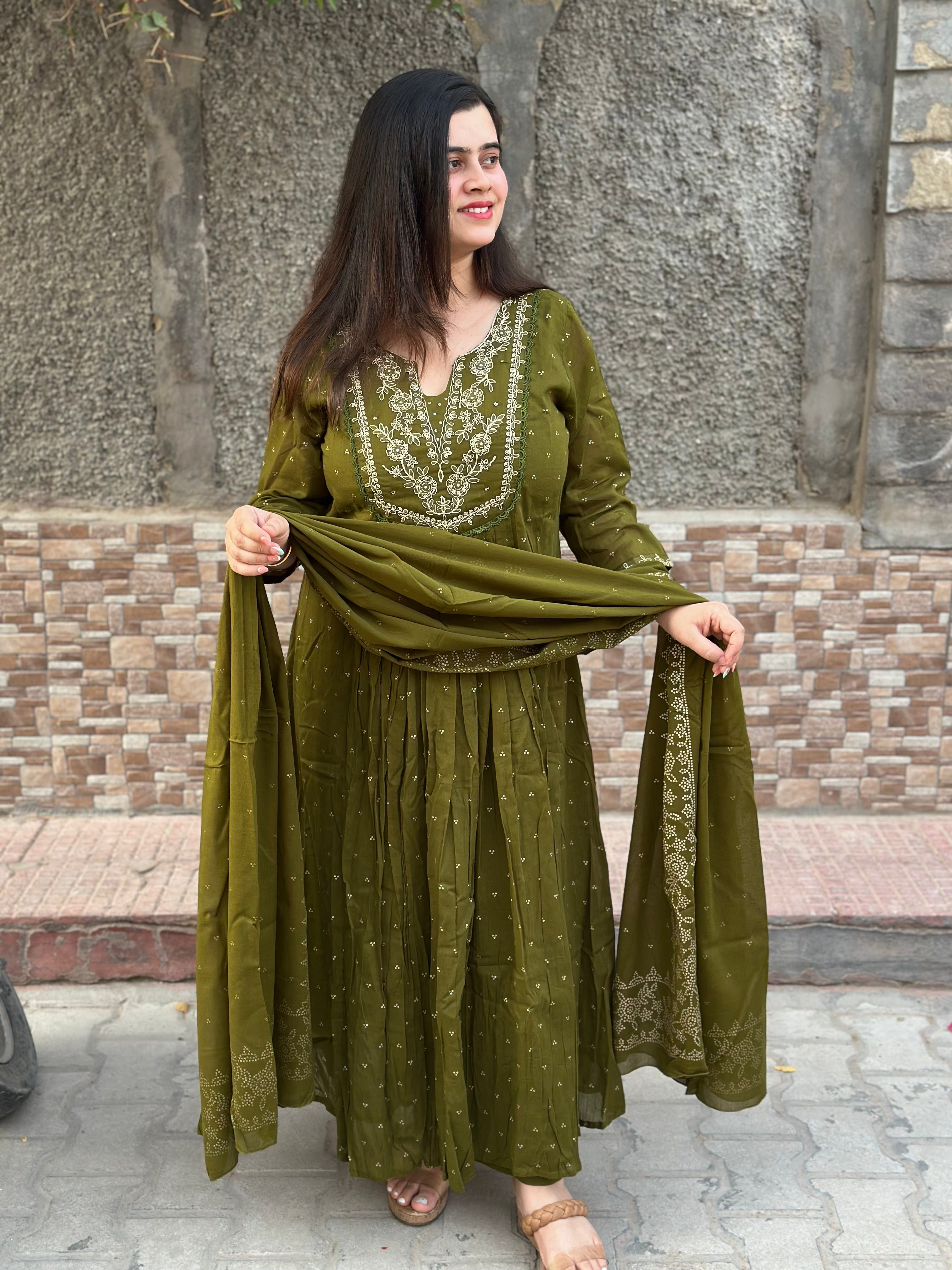 Mul cotton Chanderi kurta set for women with dupatta