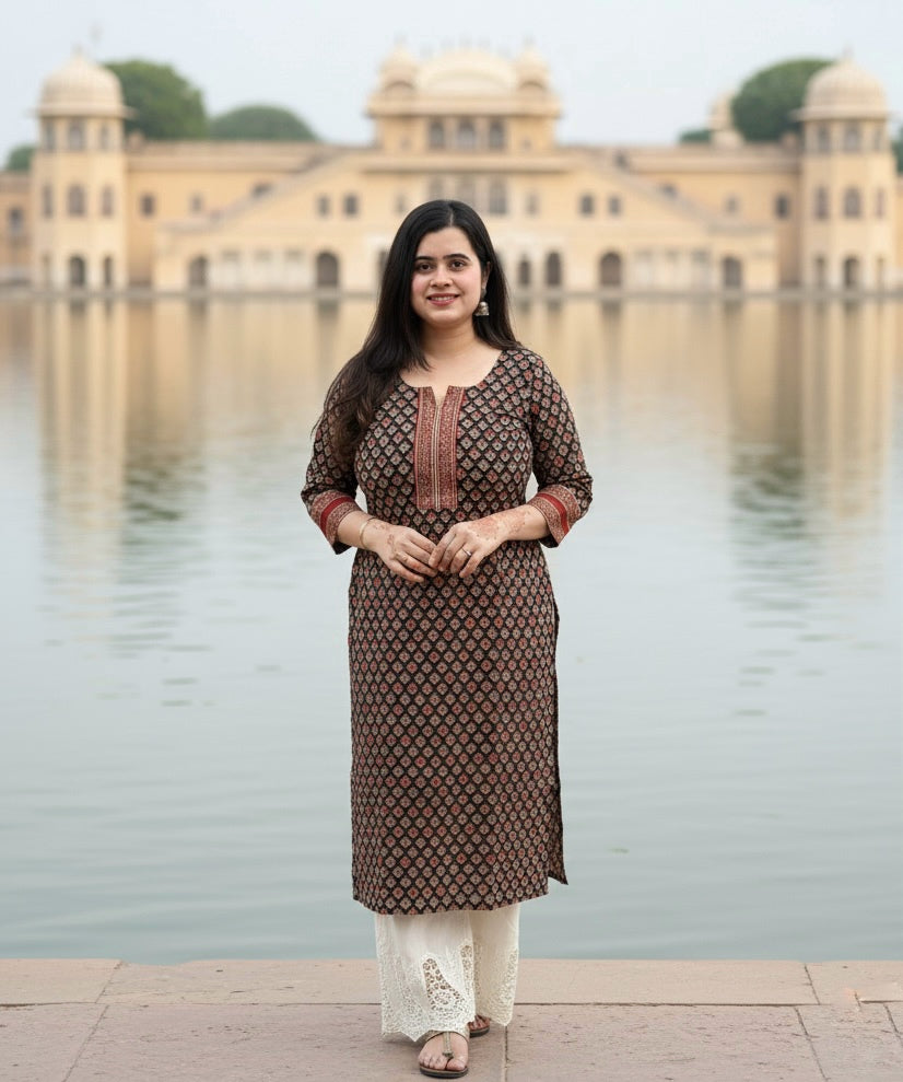 Airy Cotton Kurti for women black