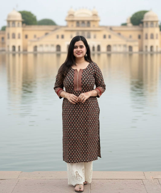 Airy Cotton Kurti for women black