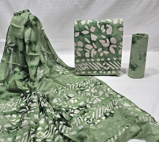 Breathable Cotton Printed Unstitched Suit