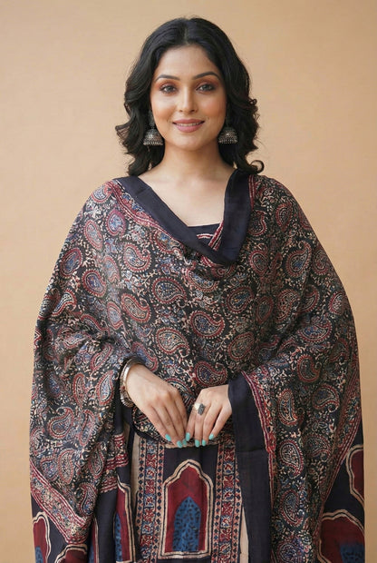 Modal Silk Ajrakh 2 Piece Unstitched Suit