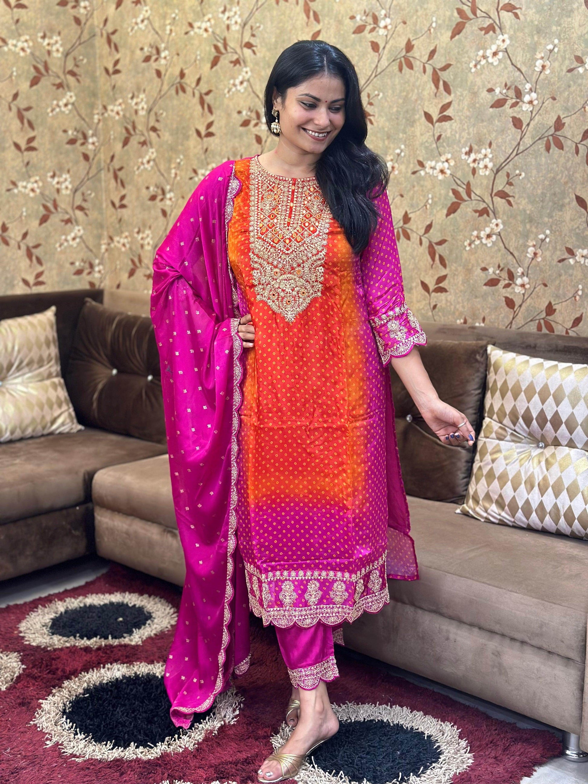 Soft Chinon Silk Suit For Women - Vijay Laxmi