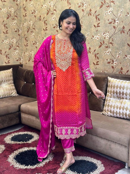 Soft Chinon Silk Suit For Women - Vijay Laxmi