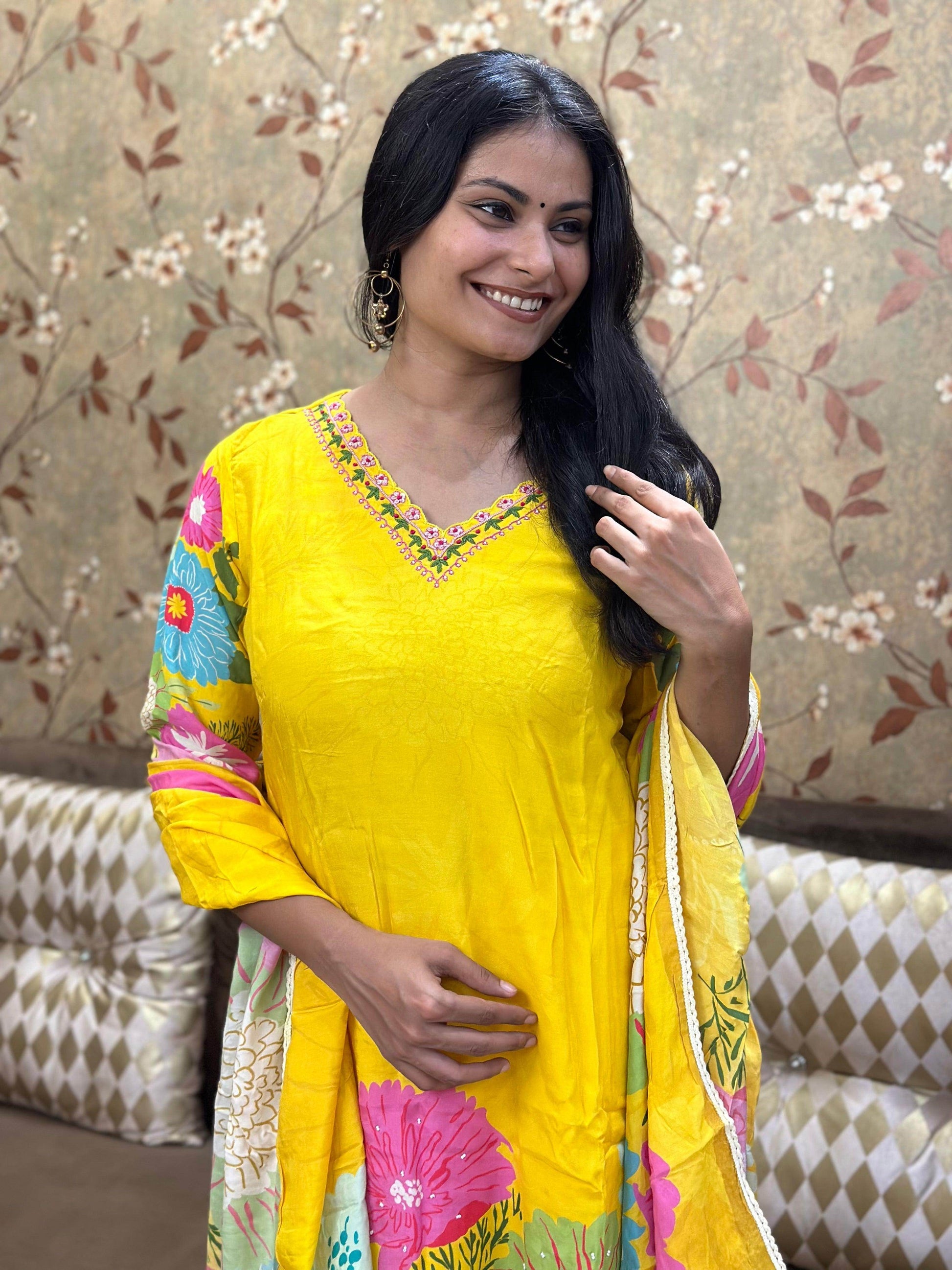 Modal Silk Suit Set - Vijay Laxmi