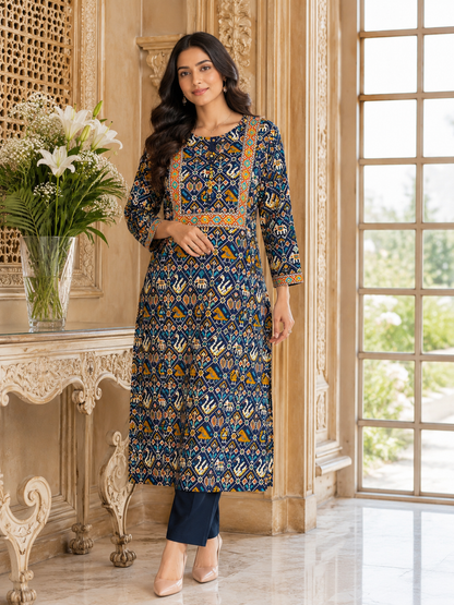 Ada pure cotton kurti for women blue