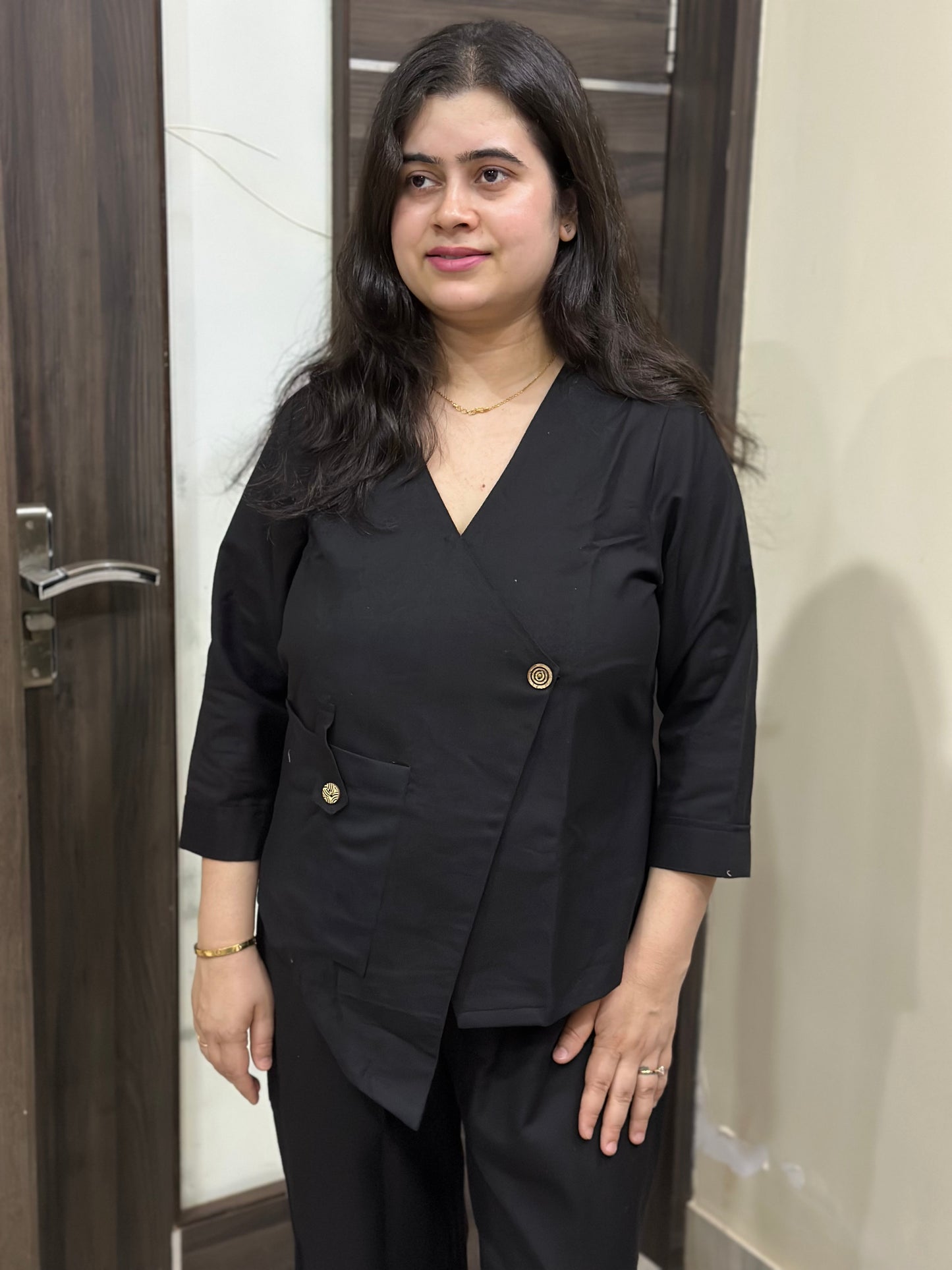 Ruhani Cotton cord set for women black