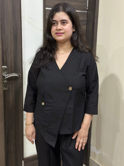 Ruhani Cotton cord set for women black