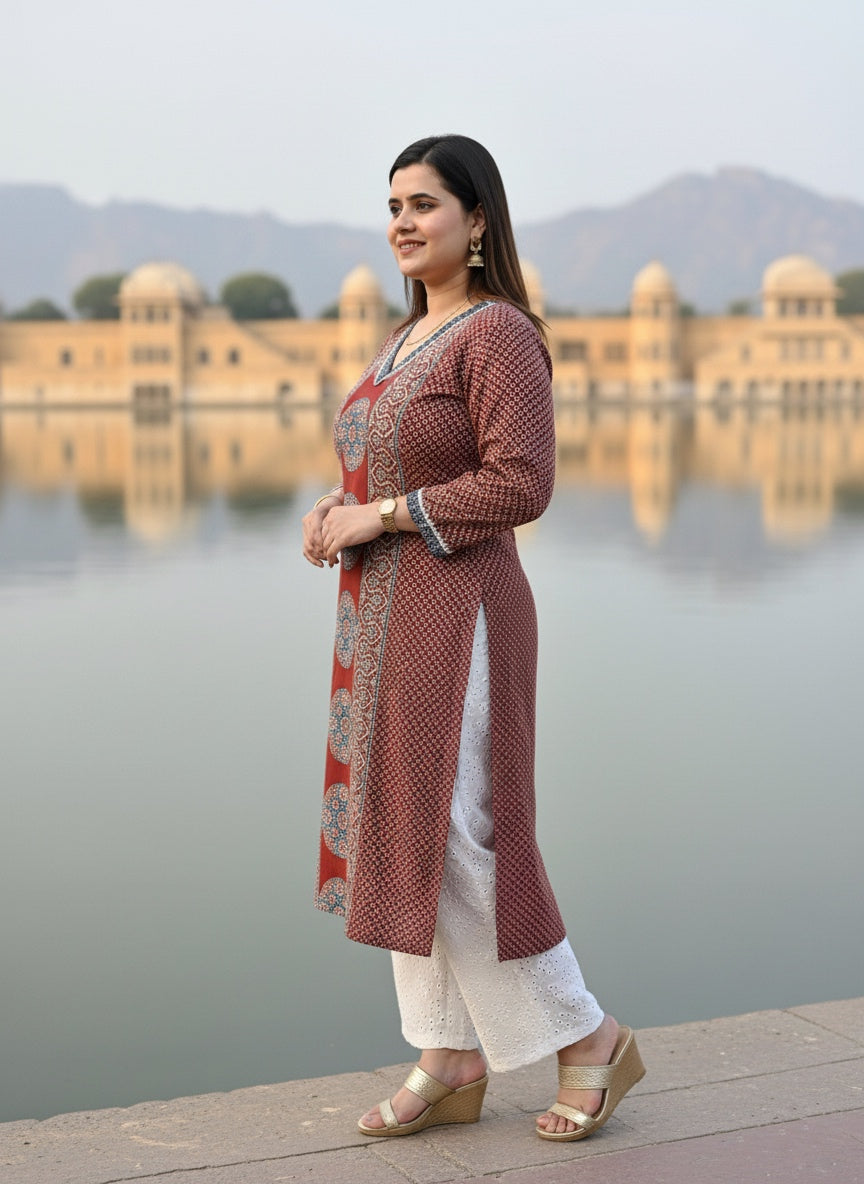 Airy Cotton Kurti for women ajrakh