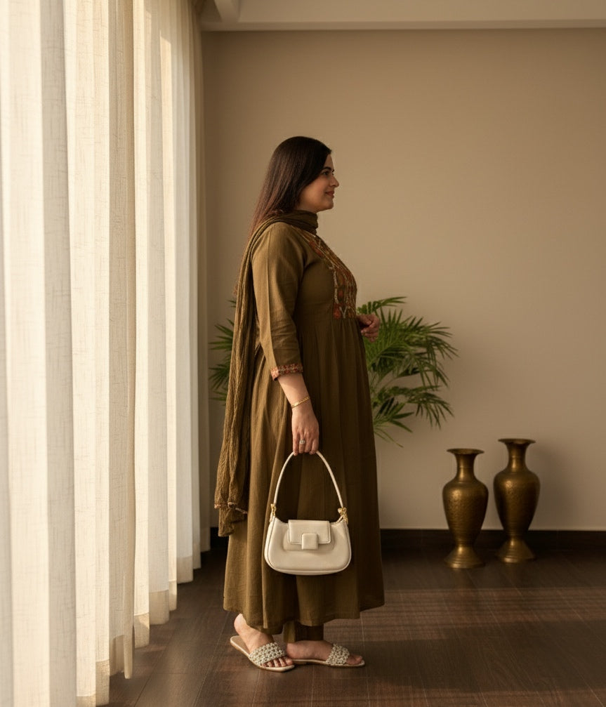 Thread Work Cotton Suit For Women