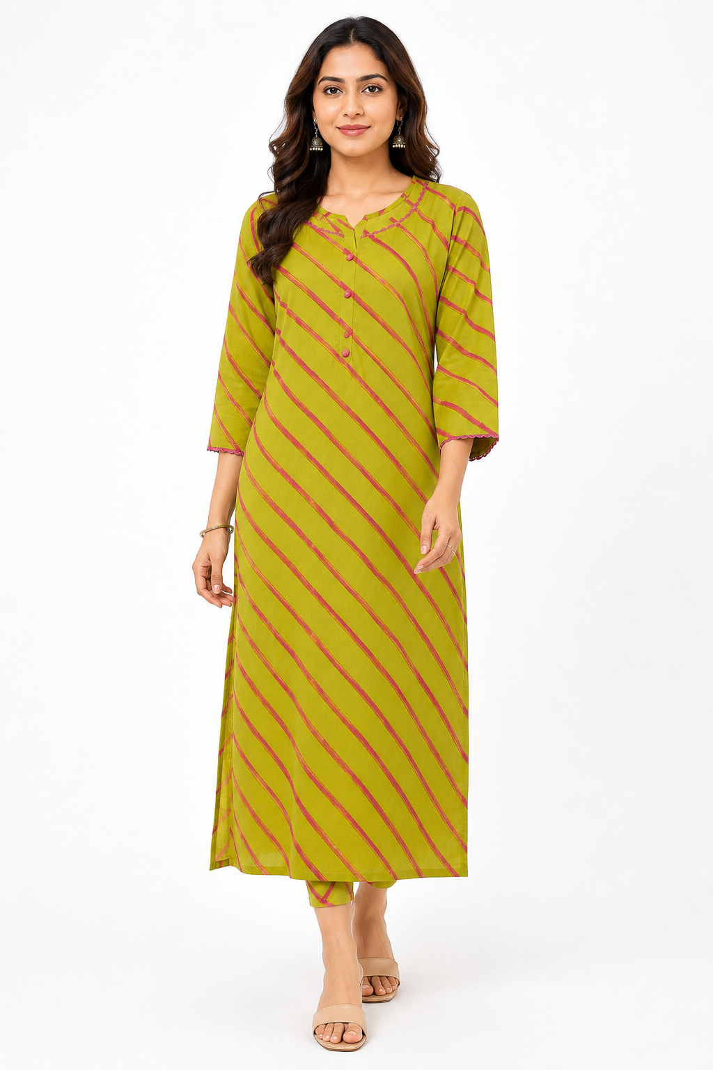 Gulzar Leheriya cotton kurti green