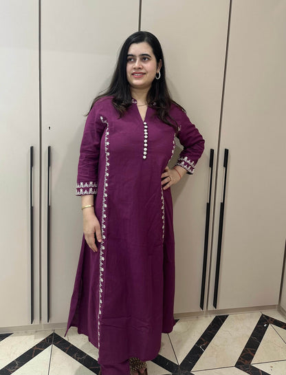 Cotton kurta set with pants - Vijay Laxmi