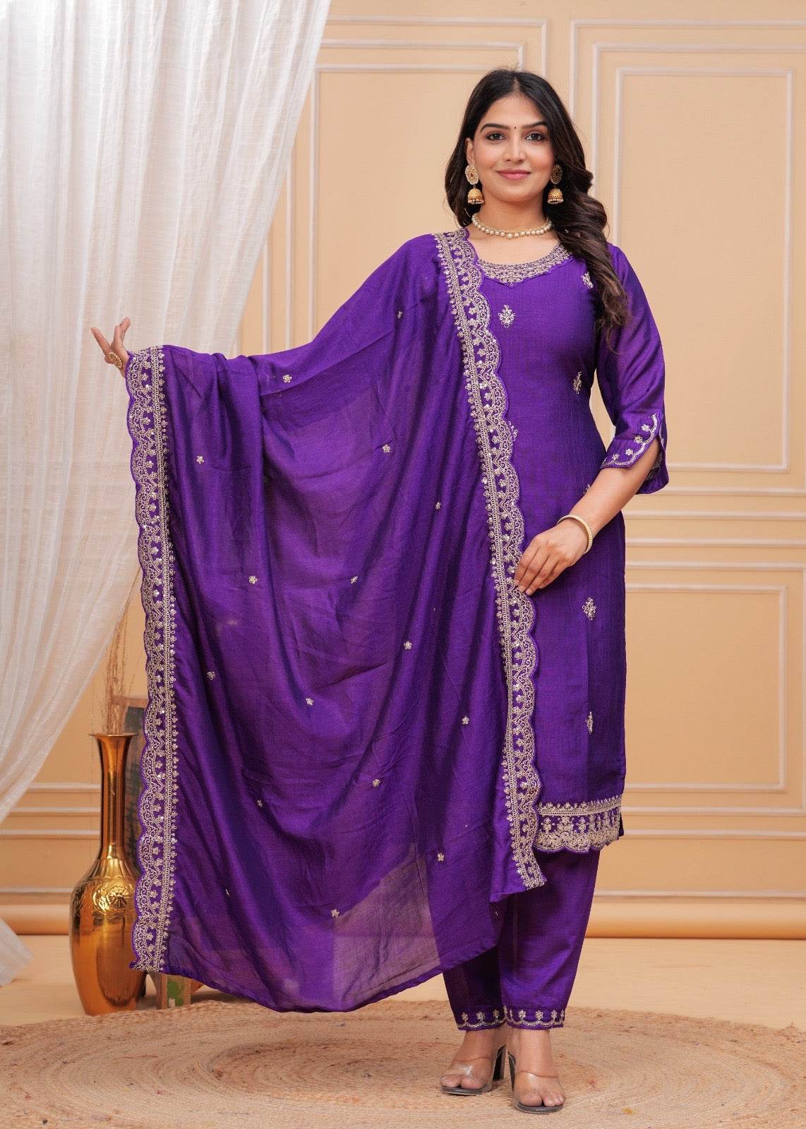 Maharani Dola Silk Suit - Vijay Laxmi