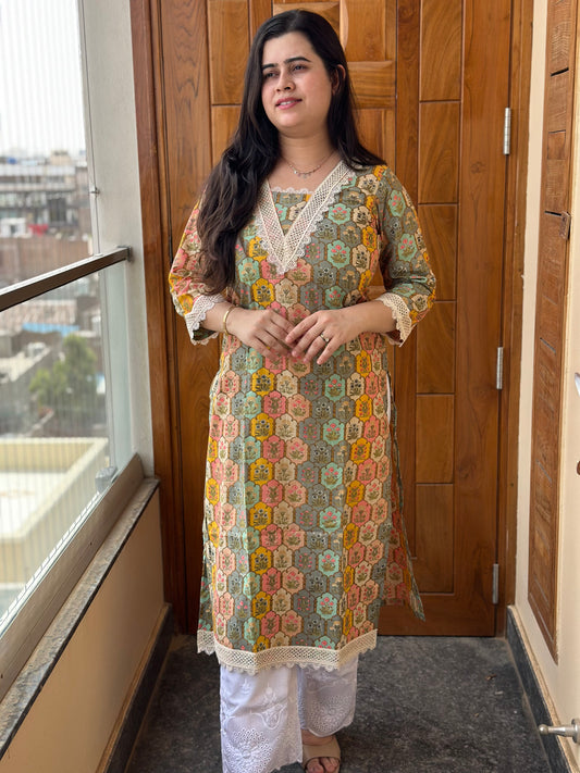 Gulmohar Cotton kurti for women floral