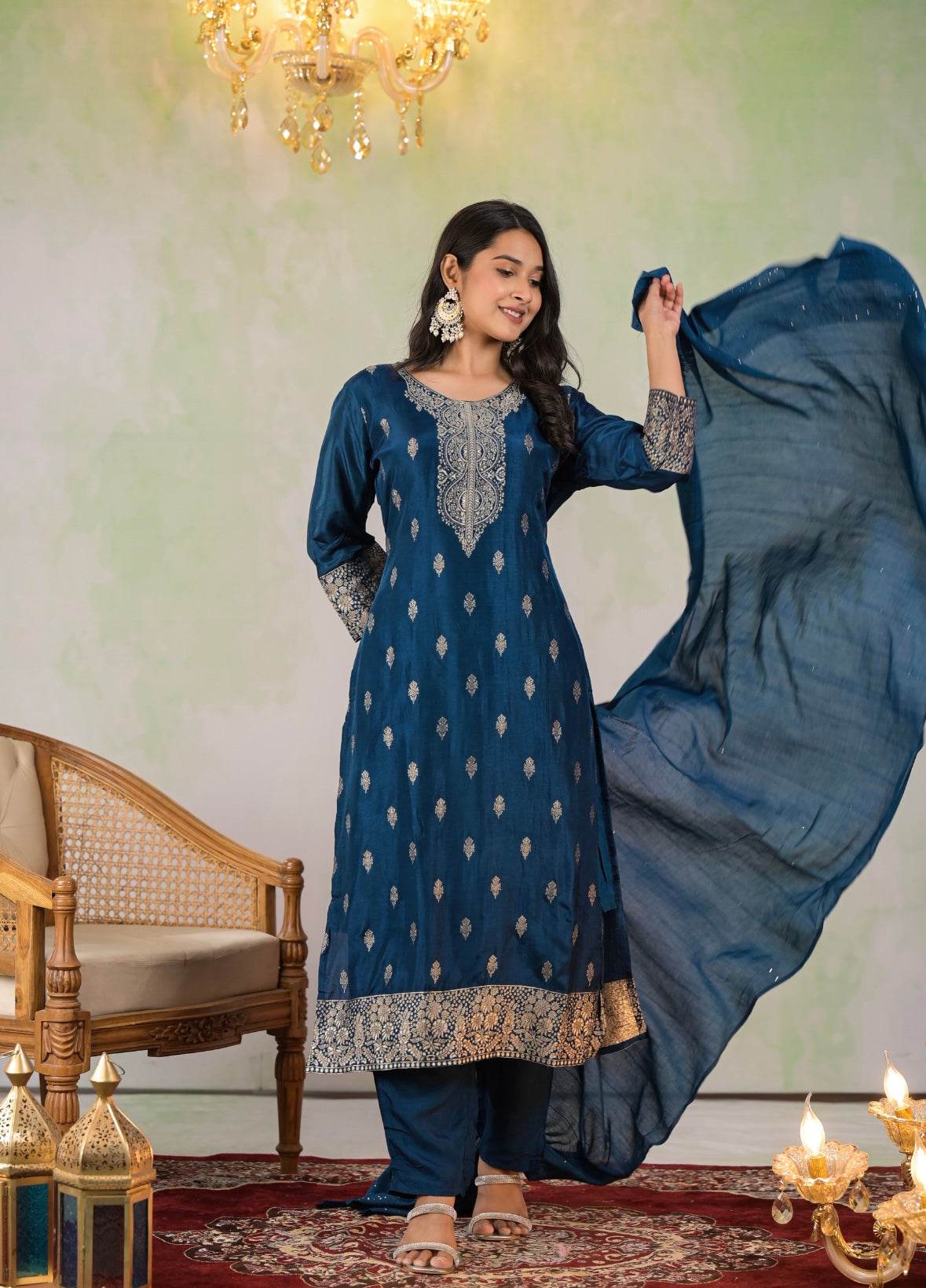 Banarasi Silk Suit Set for Women - Vijay Laxmi