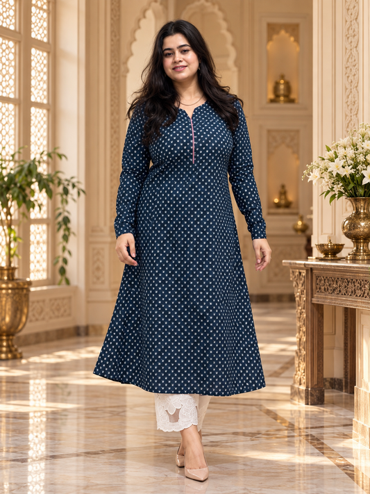 Rangrez pure cotton kurti for women blue