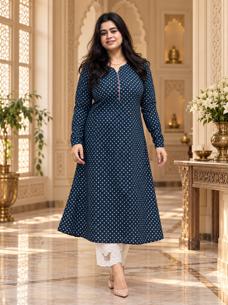 Rangrez pure cotton kurti for women blue