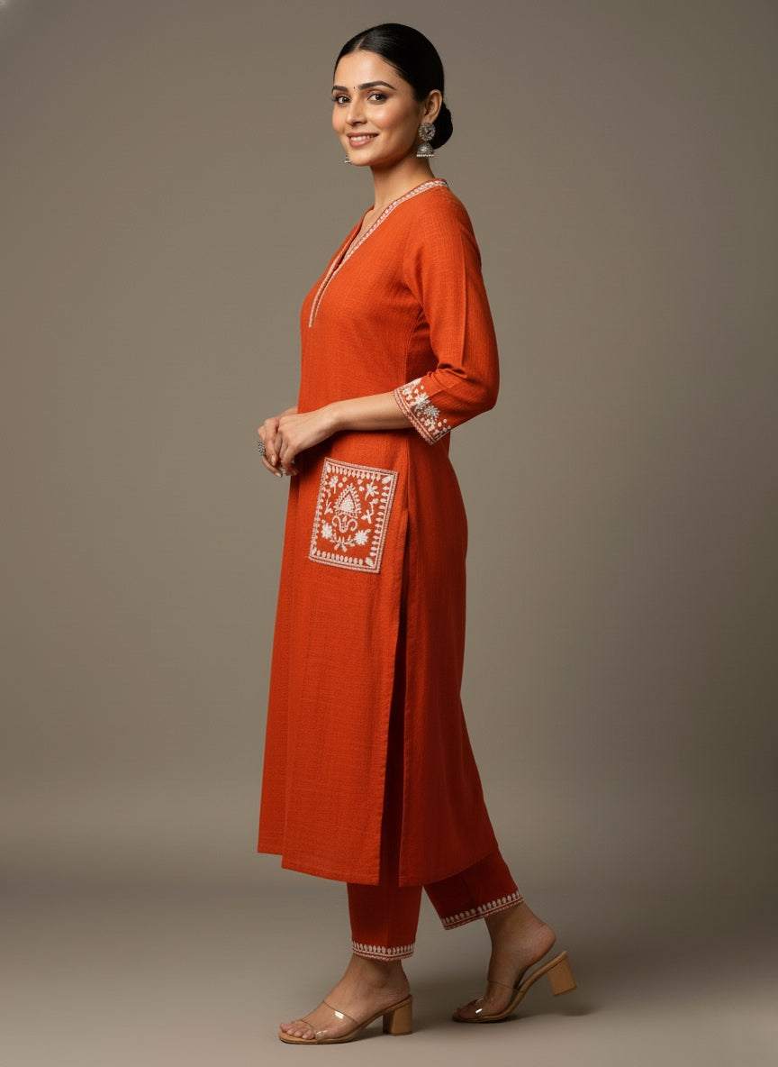 Amayra Cotton Flex Orange kurta Set