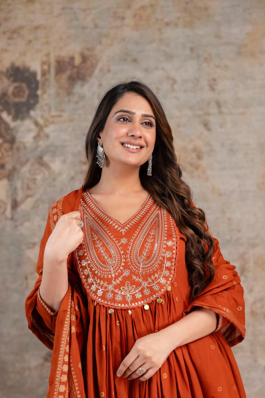 Amayra Mul Mul Cotton Neck Embroidery Work Kurti Pant And Dupatta