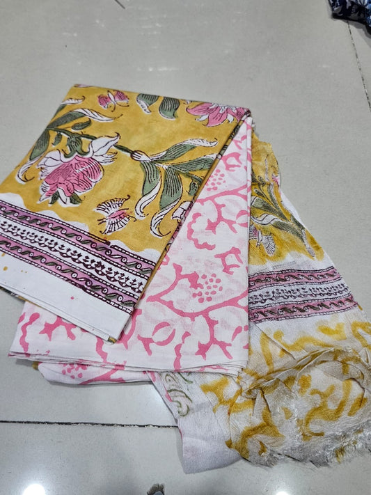 Breathable Cotton Printed Unstitched Suit