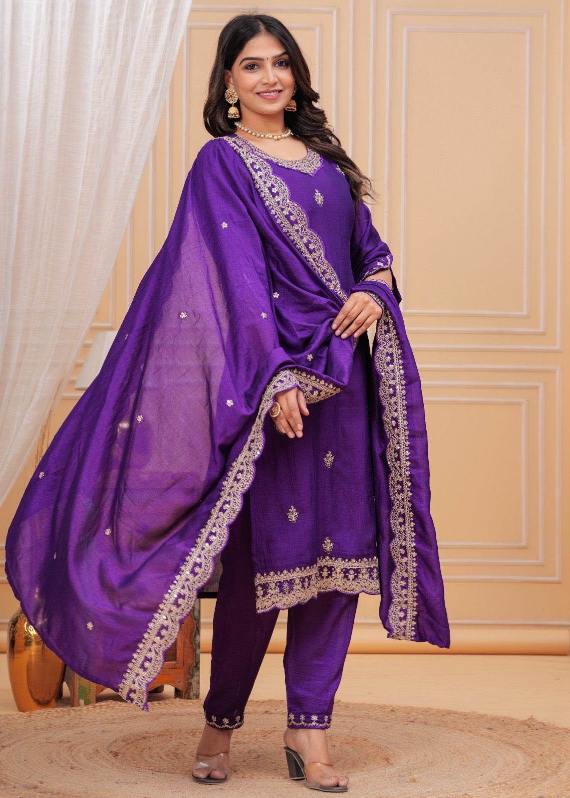 Maharani Dola Silk Suit - Vijay Laxmi
