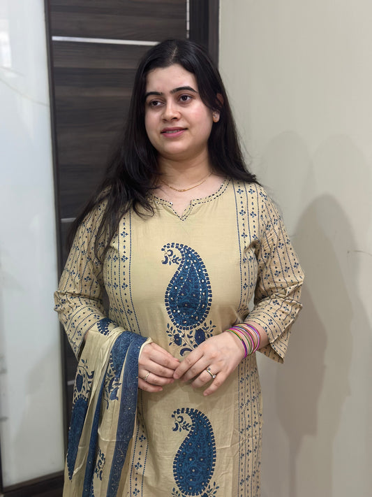 Gulzar kalamkari cotton kurta set blue