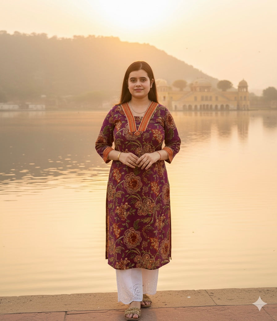 Breathable & Stylish Floral Cotton Kurti