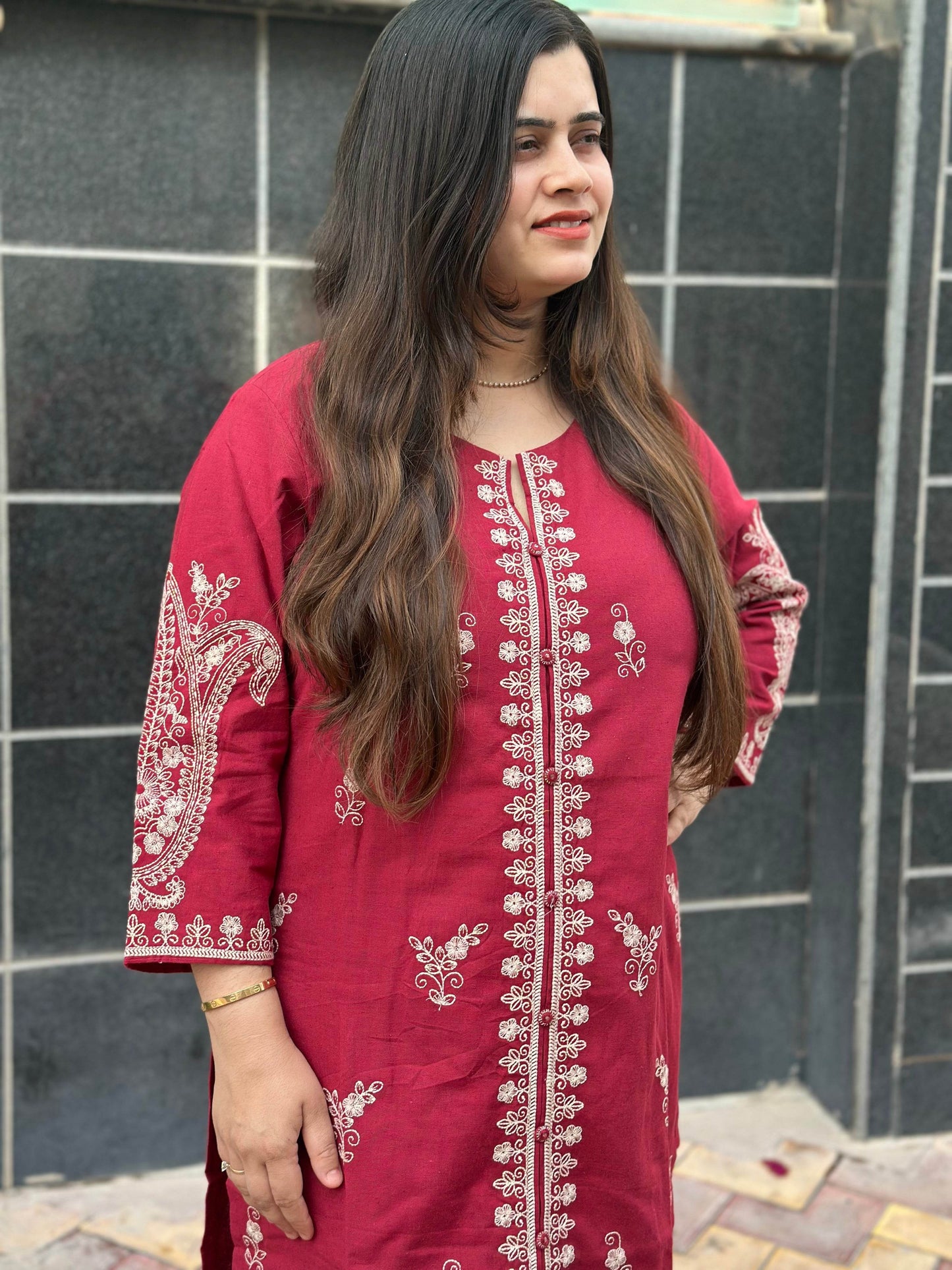 Cotton Chikankari kurta Set - Vijay Laxmi