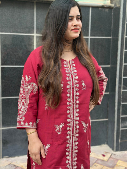 Cotton Chikankari kurta Set - Vijay Laxmi