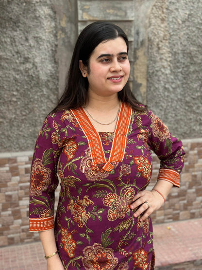 Airy Cotton Kurti for women floral - Vijay Laxmi