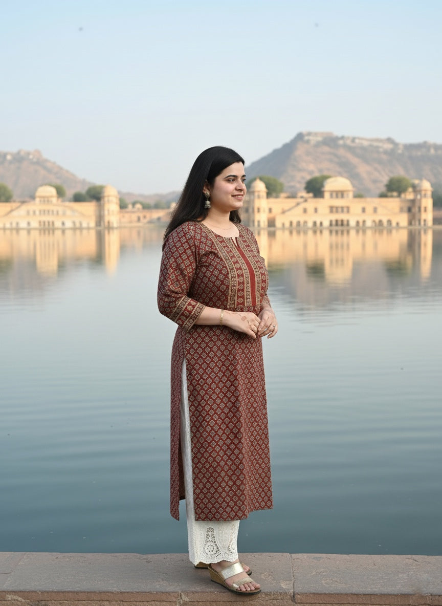 Airy Cotton Kurti for women Ajrakh