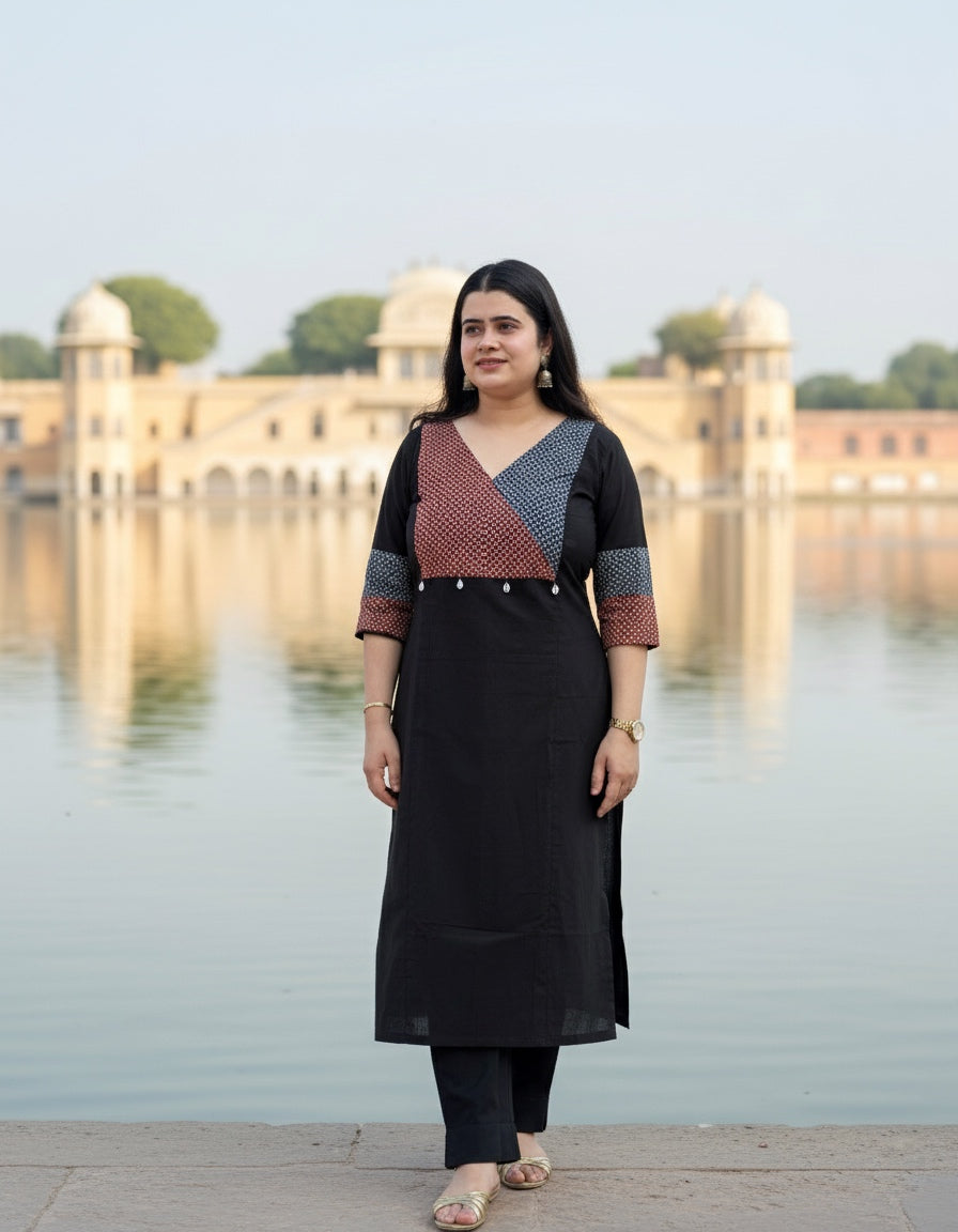 COMFORTABLE BLACK COTTON KURTI- PERFECT FOR DAILY WEAR
