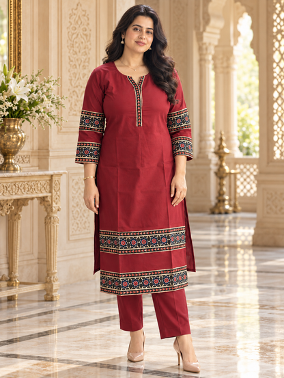 Rangrez pure cotton kurti for women maroon