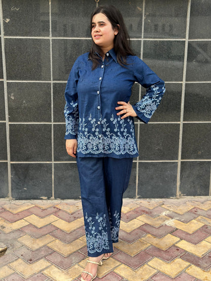 Gulmohar Denim Cotton Cord Set for women